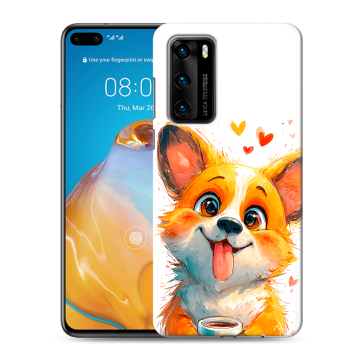 Силиконовый чехол на Huawei P40 с принтом корги Силиконовый чехол на Huawei P40 с принтом корги