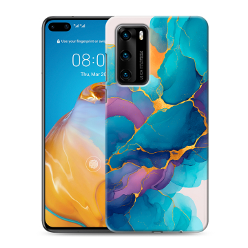 Силиконовый чехол на Huawei P40 с принтом Мрамор блестки