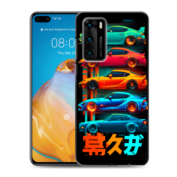 Силиконовый чехол на Huawei P40 с принтом машины тачки