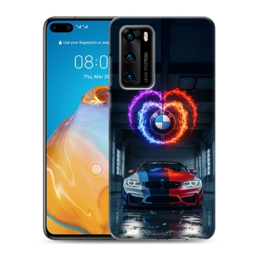 Силиконовый чехол на Huawei P40 с принтом BMW БМВ