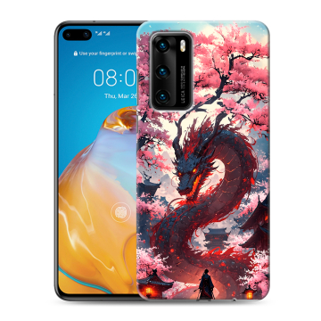 Силиконовый чехол на Huawei P40 с принтом Дракон Японский Силиконовый чехол на Huawei P40 с принтом Дракон Японский