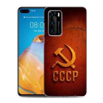 Силиконовый чехол на Huawei P40 с принтом Флаг Герб СССР