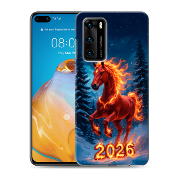 Силиконовый чехол на Huawei P40 с принтом Новый год коня