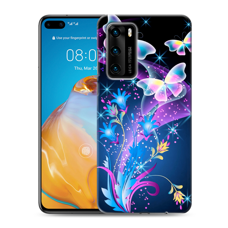 Силиконовый чехол на Huawei P40 с принтом Бабочки Силиконовый чехол на Huawei P40 с принтом Бабочки