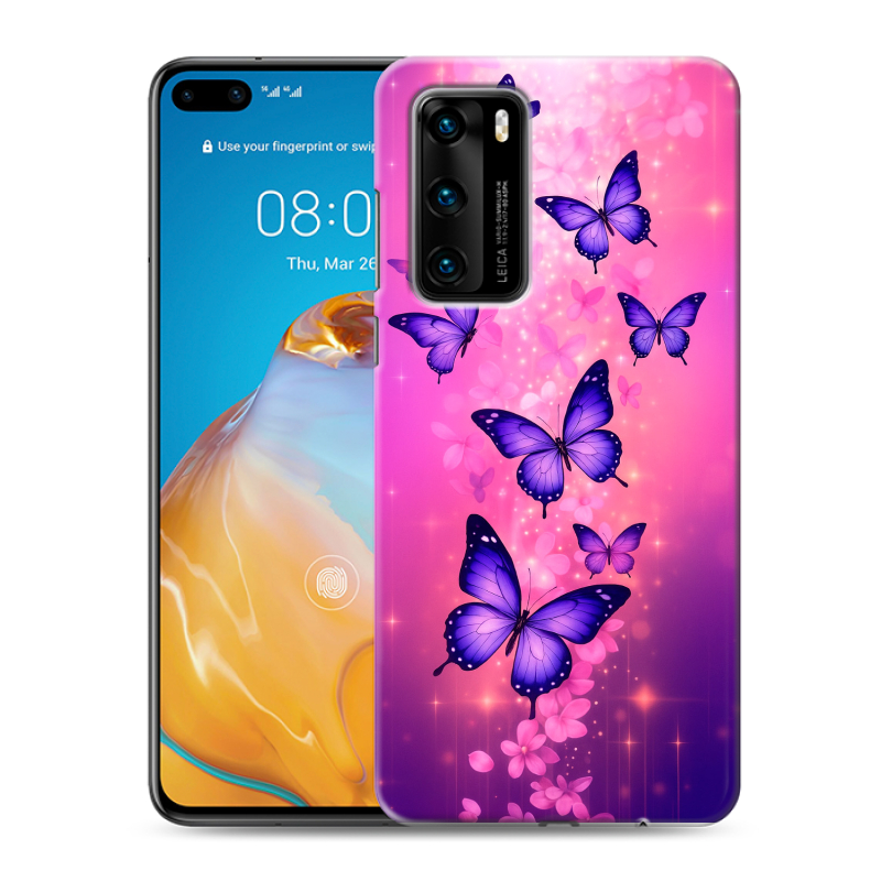 Силиконовый чехол на Huawei P40 с принтом Бабочки Силиконовый чехол на Huawei P40 с принтом Бабочки