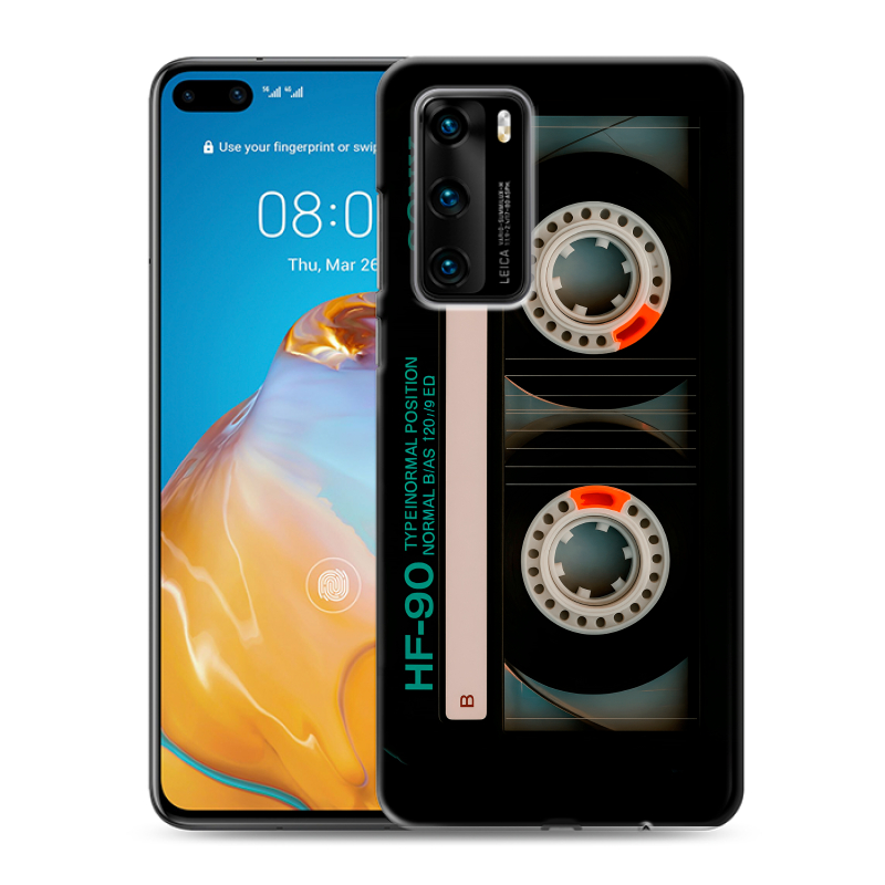 Силиконовый противоударный чехол на Huawei P40 с принтом Кассета Силиконовый противоударный чехол на Huawei P40 с принтом Кассета