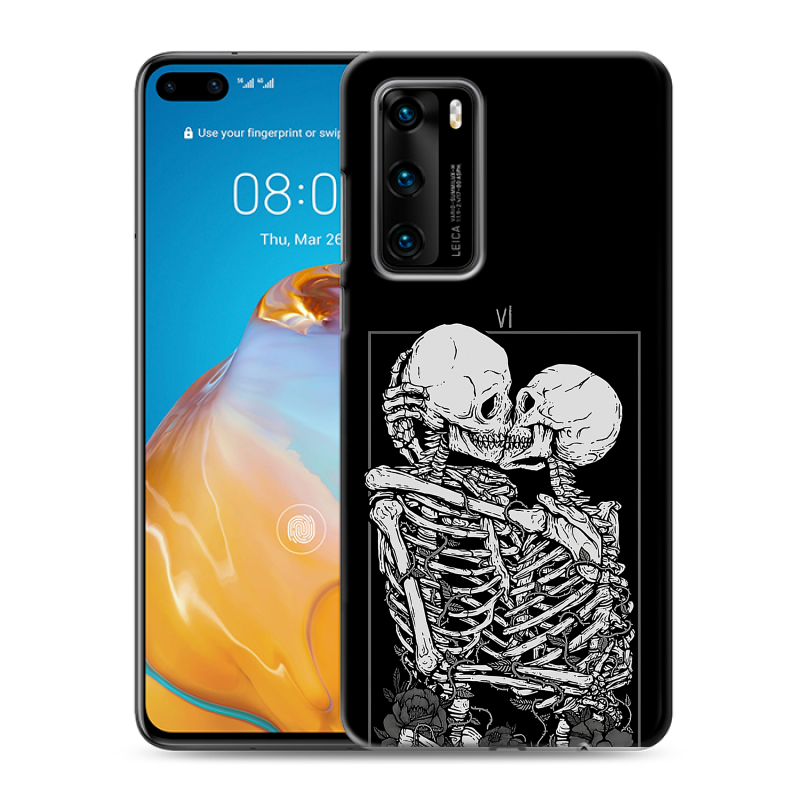 Силиконовый чехол на Huawei P40 с принтом Поцелуй скелетов Силиконовый чехол на Huawei P40 с принтом Поцелуй скелетов