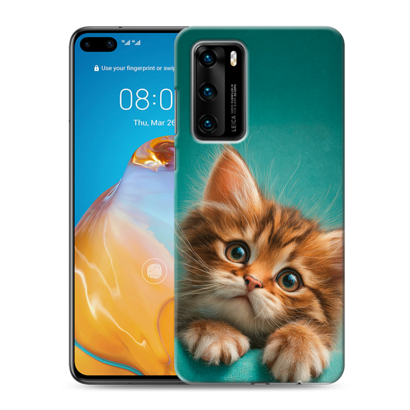 Силиконовый чехол на Huawei P40 с принтом котенок Силиконовый чехол на Huawei P40 с принтом котенок