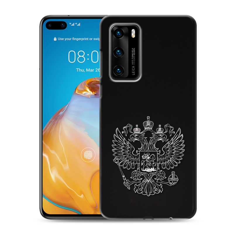 Силиконовый противоударный чехол на Huawei P40 с принтом Герб России Силиконовый противоударный чехол на Huawei P40 с принтом Герб России