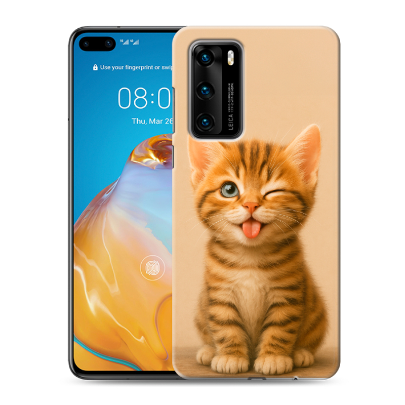 Силиконовый чехол на Huawei P40 с принтом котенок Силиконовый чехол на Huawei P40 с принтом котенок