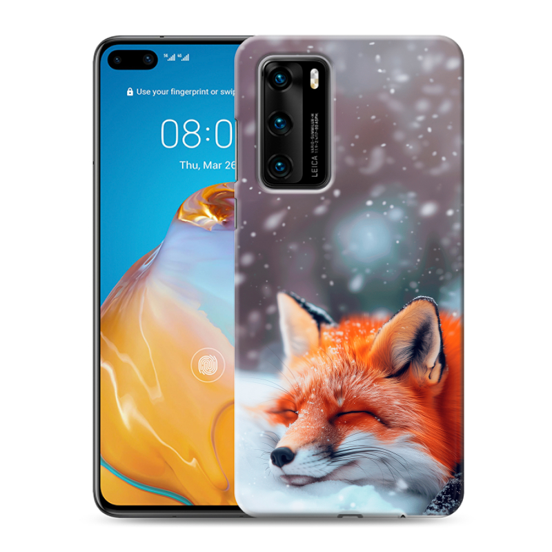 Силиконовый чехол на Huawei P40 с принтом лиса Силиконовый чехол на Huawei P40 с принтом лиса