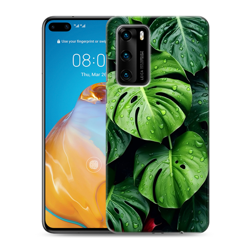 Пластиковый чехол на Huawei P40 с принтом Листья Пластиковый чехол на Huawei P40 с принтом Листья