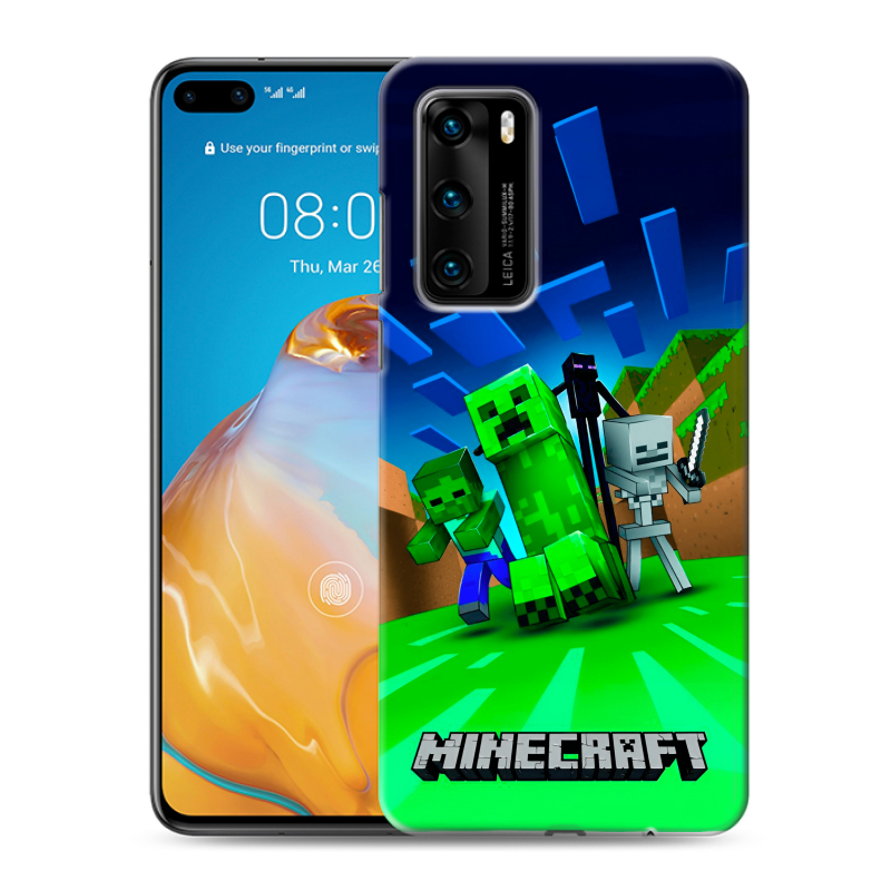 Силиконовый чехол на Huawei P40 с принтом Майнкрафт Силиконовый чехол на Huawei P40 с принтом Майнкрафт