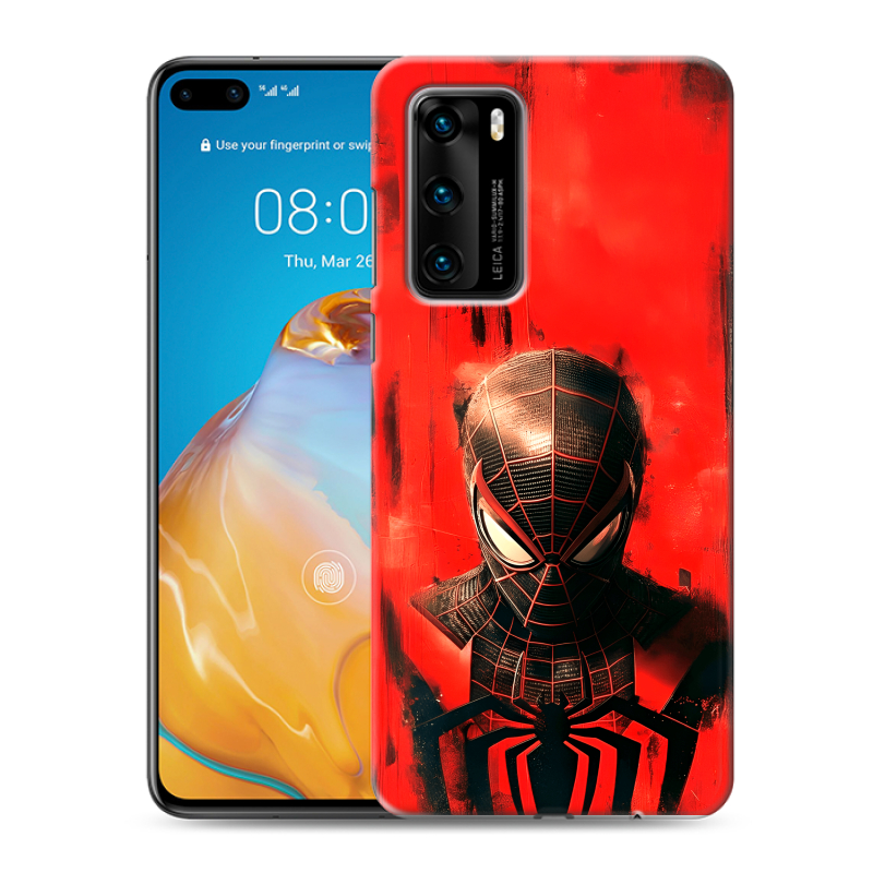 Силиконовый противоударный чехол на Huawei P40 с принтом человек паук spiderman Силиконовый противоударный чехол на Huawei P40 с принтом человек паук spiderman