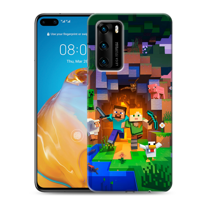 Силиконовый чехол на Huawei P40 с принтом Майнкрафт Minecraft Силиконовый чехол на Huawei P40 с принтом Майнкрафт Minecraft