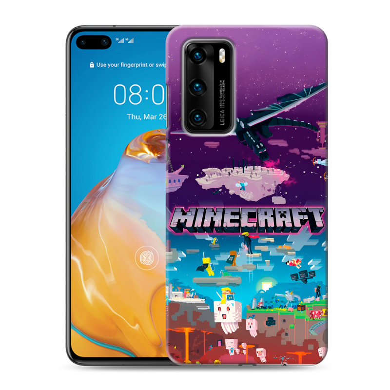 Силиконовый противоударный чехол на Huawei P40 с принтом Майнкрафт Minecraft Силиконовый противоударный чехол на Huawei P40 с принтом Майнкрафт Minecraft