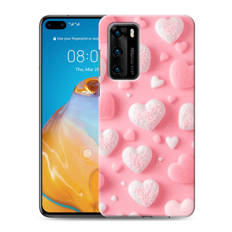 Силиконовый чехол на Huawei P40 с принтом Сердечки Силиконовый чехол на Huawei P40 с принтом Сердечки