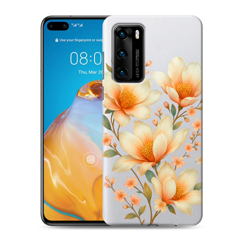 Пластиковый чехол на Huawei P40 с принтом Цветы Пластиковый чехол на Huawei P40 с принтом Цветы