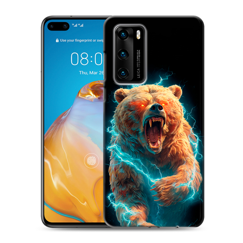 Силиконовый чехол на Huawei P40 с принтом Медведь Силиконовый чехол на Huawei P40 с принтом Медведь