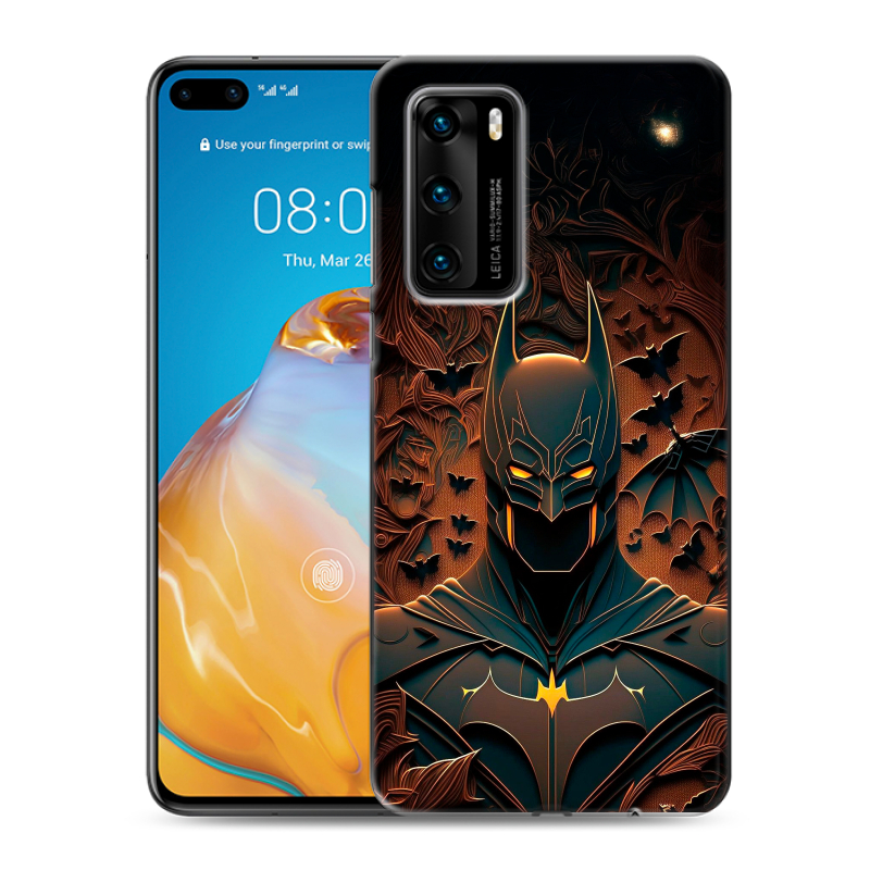 Силиконовый противоударный чехол на Huawei P40 с принтом Batman Бэтмен Силиконовый противоударный чехол на Huawei P40 с принтом Batman Бэтмен