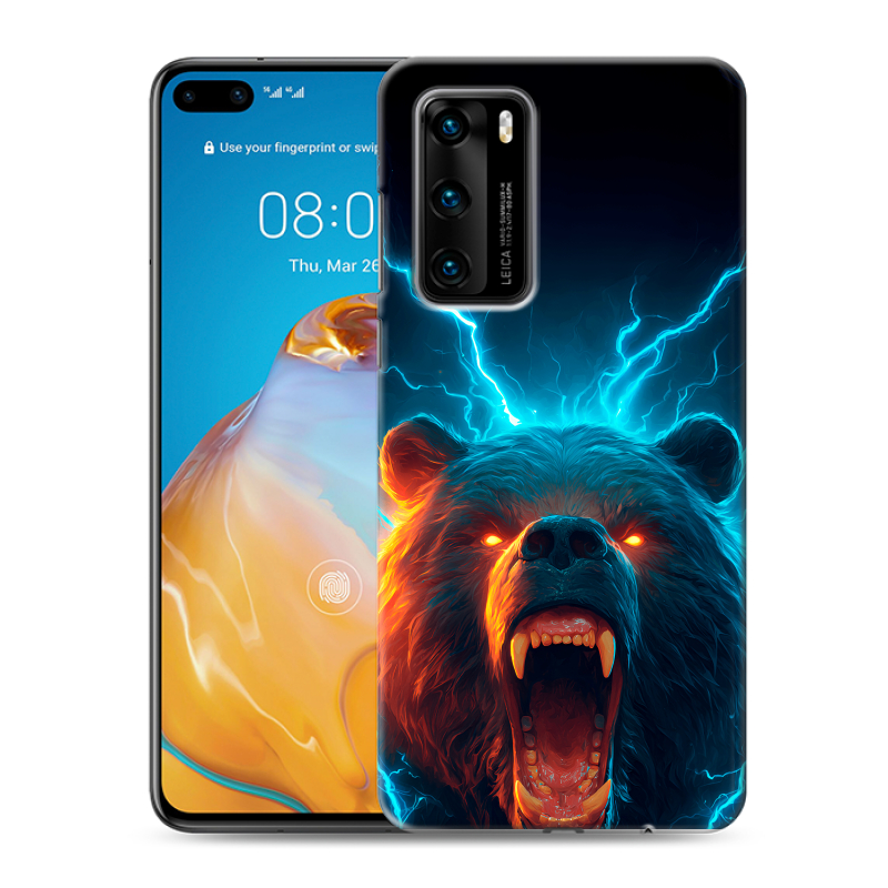 Пластиковый чехол на Huawei P40 с принтом Медведь Пластиковый чехол на Huawei P40 с принтом Медведь