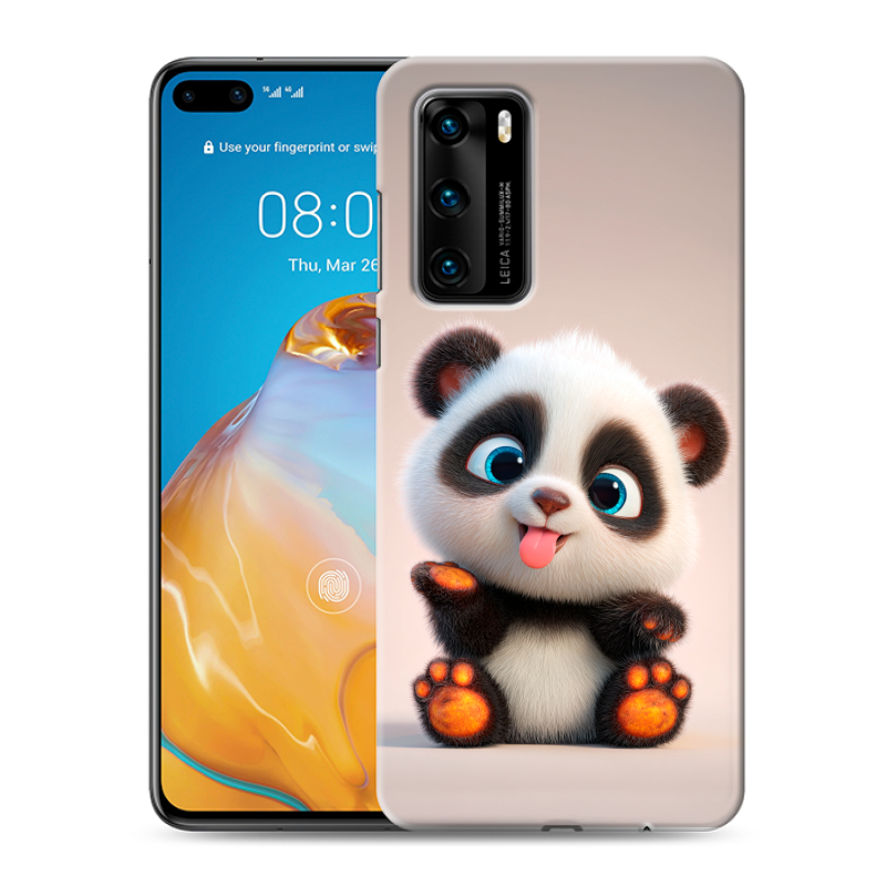 Силиконовый противоударный чехол на Huawei P40 с принтом милая панда Силиконовый противоударный чехол на Huawei P40 с принтом милая панда