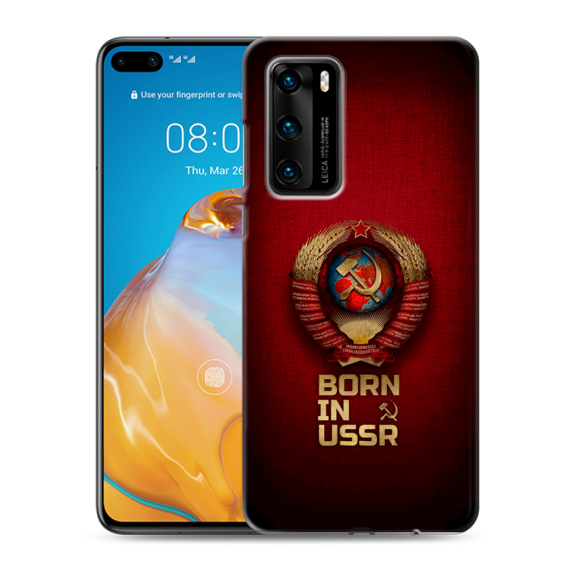 Силиконовый чехол на Huawei P40 с принтом Флаг Герб СССР Силиконовый чехол на Huawei P40 с принтом Флаг Герб СССР