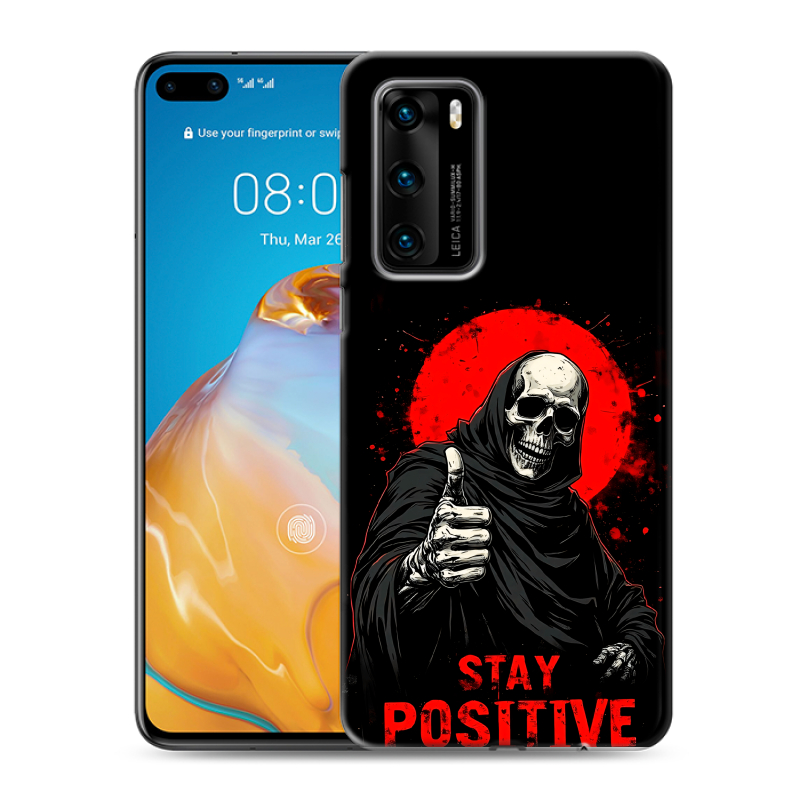 Силиконовый противоударный чехол на Huawei P40 с принтом смешной скелет Силиконовый противоударный чехол на Huawei P40 с принтом смешной скелет