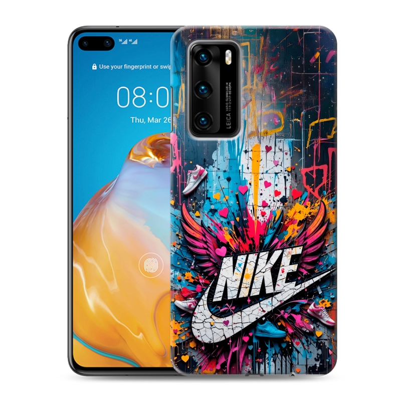 Силиконовый противоударный чехол на Huawei P40 с принтом Nike Найк Силиконовый противоударный чехол на Huawei P40 с принтом Nike Найк