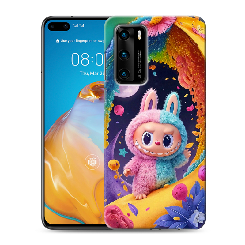 Силиконовый противоударный чехол на Huawei P40 с принтом Labubu Лабубу Силиконовый противоударный чехол на Huawei P40 с принтом Labubu Лабубу