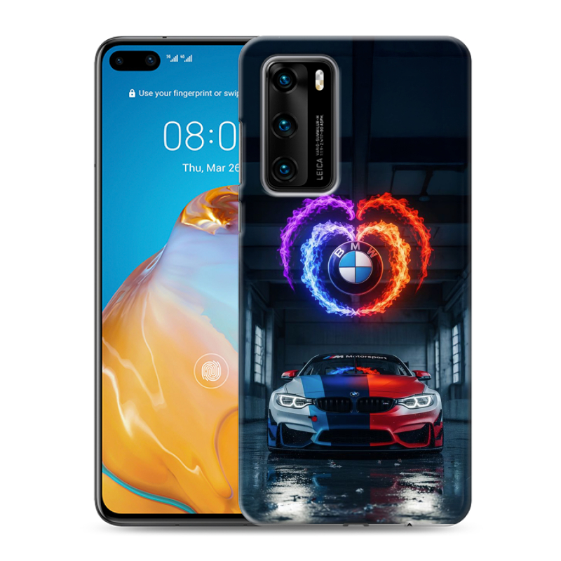 Силиконовый чехол на Huawei P40 с принтом BMW БМВ Силиконовый чехол на Huawei P40 с принтом BMW БМВ