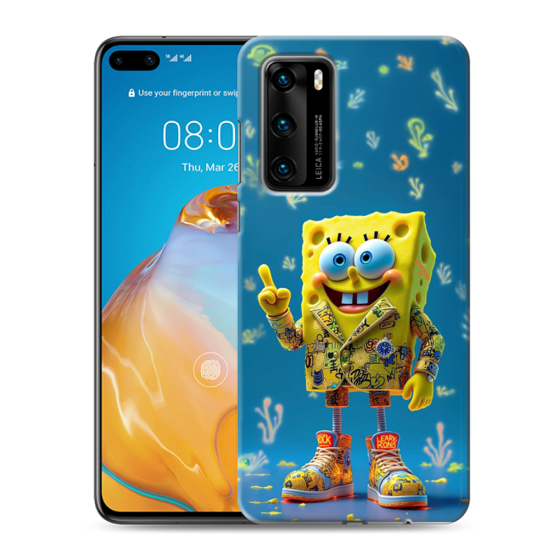 Силиконовый противоударный чехол на Huawei P40 с принтом Спанч боб Спанчбоб Силиконовый противоударный чехол на Huawei P40 с принтом Спанч боб Спанчбоб