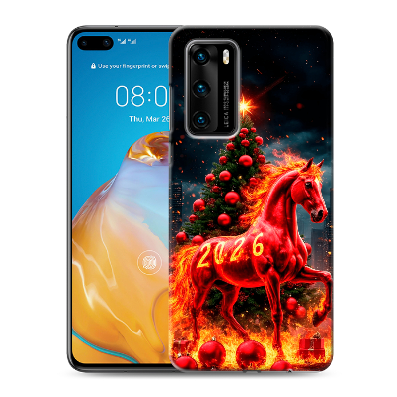 Силиконовый чехол на Huawei P40 с принтом Новый год Силиконовый чехол на Huawei P40 с принтом Новый год