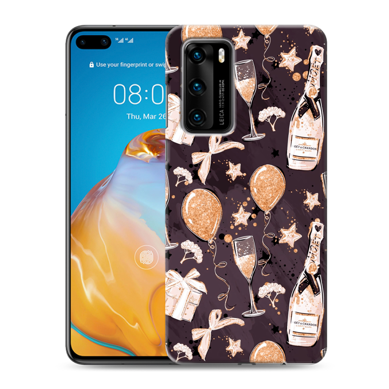 Силиконовый противоударный чехол на Huawei P40 с принтом Новый год Силиконовый противоударный чехол на Huawei P40 с принтом Новый год