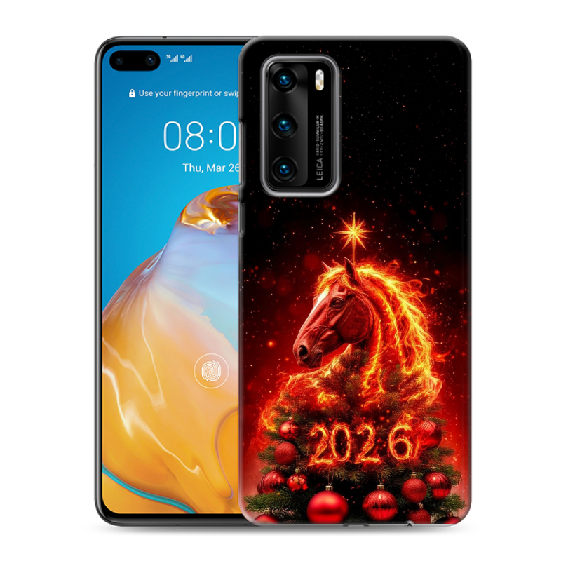 Пластиковый чехол на Huawei P40 с принтом Новый год Пластиковый чехол на Huawei P40 с принтом Новый год