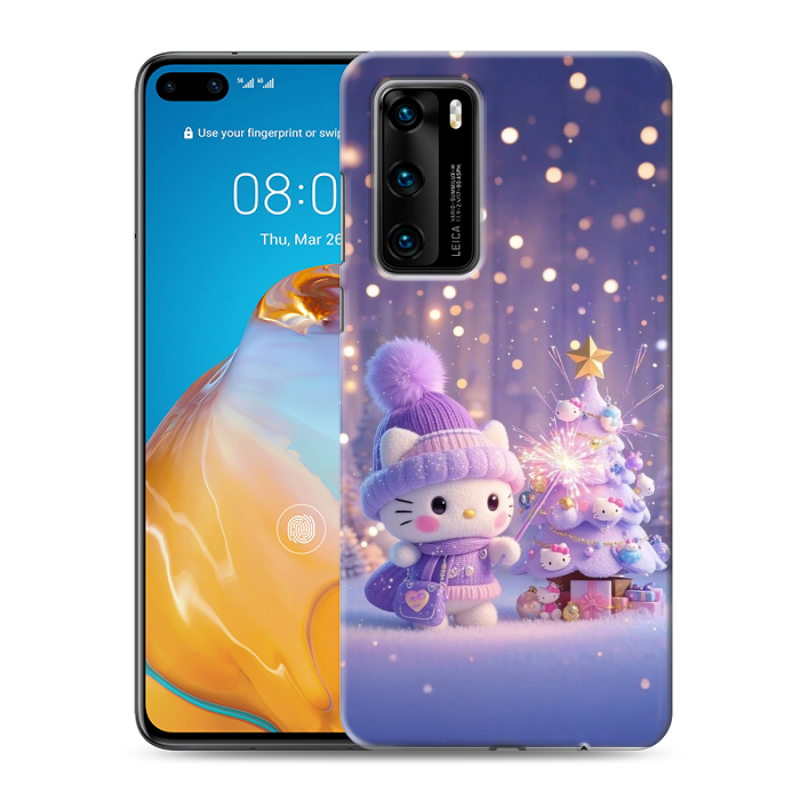 Силиконовый противоударный чехол на Huawei P40 с принтом Новый год Силиконовый противоударный чехол на Huawei P40 с принтом Новый год