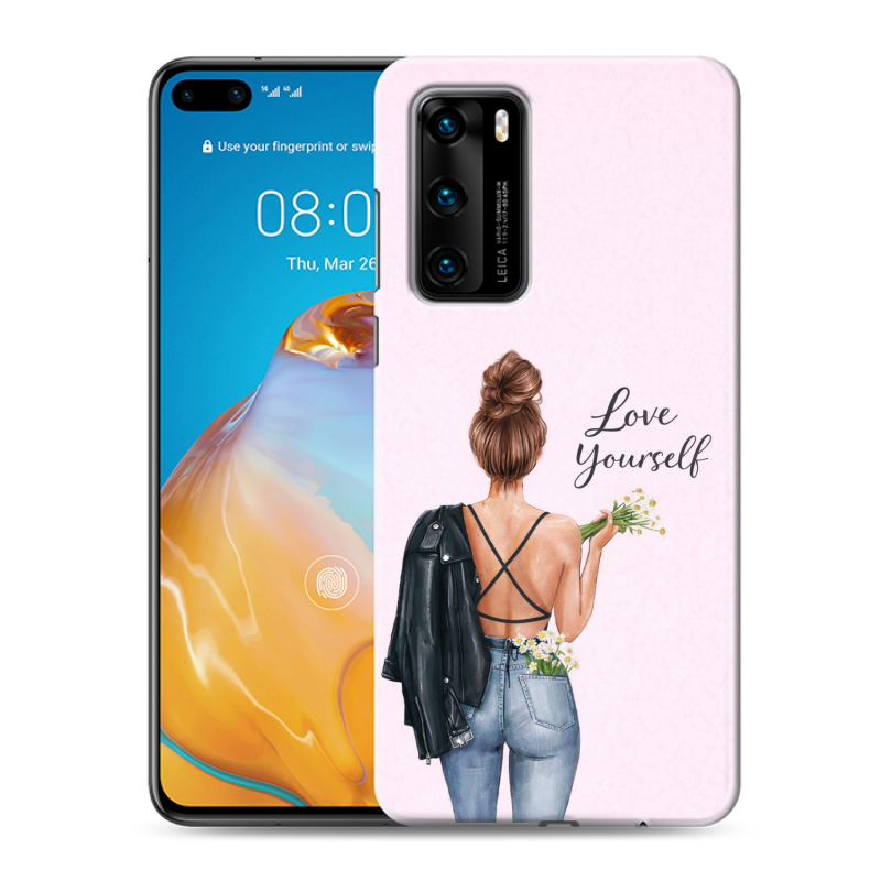 Пластиковый чехол на Huawei P40 с принтом женский Пластиковый чехол на Huawei P40 с принтом женский