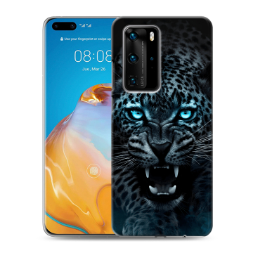 Силиконовый чехол на Huawei P40 Pro с принтом Темный леопард