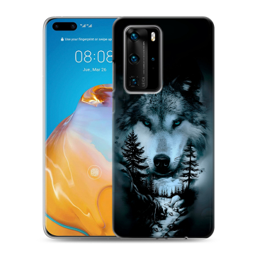 Силиконовый чехол на Huawei P40 Pro с принтом Лесной волк