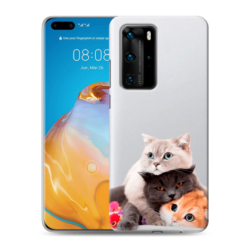Силиконовый чехол на Huawei P40 Pro с принтом Кошки
