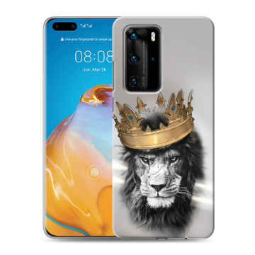 Силиконовый чехол на Huawei P40 Pro с принтом Лев с короной