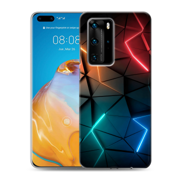 Силиконовый чехол на Huawei P40 Pro с принтом Абстракция неон