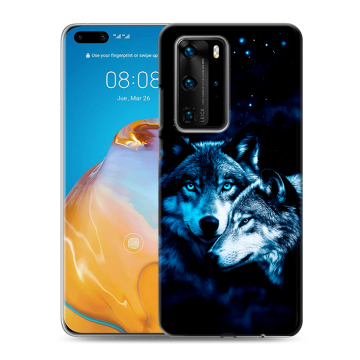 Силиконовый чехол на Huawei P40 Pro с принтом Волки