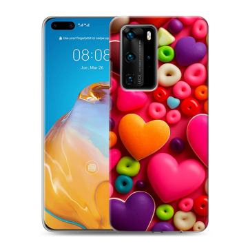 Силиконовый чехол на Huawei P40 Pro с принтом Сердечки