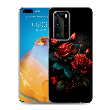 Силиконовый чехол на Huawei P40 Pro с принтом Розы красные