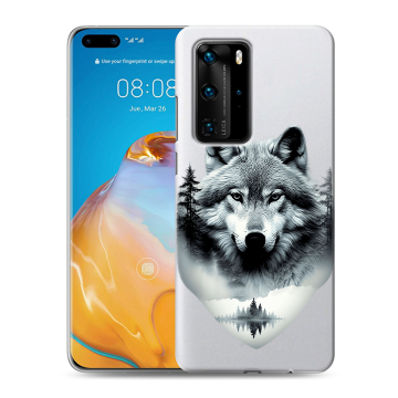 Силиконовый чехол на Huawei P40 Pro с принтом Волк в лесу