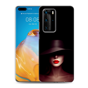 Силиконовый чехол на Huawei P40 Pro с принтом Девушка в шляпе Силиконовый чехол на Huawei P40 Pro с принтом Девушка в шляпе