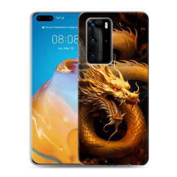 Силиконовый чехол на Huawei P40 Pro с принтом Золотой дракон