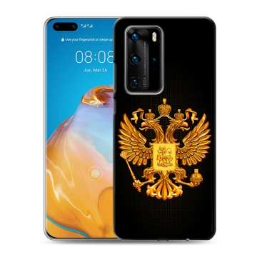 Силиконовый чехол на Huawei P40 Pro с принтом Герб России желтый