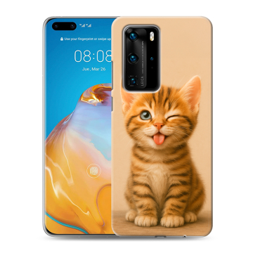 Силиконовый чехол на Huawei P40 Pro с принтом котенок Силиконовый чехол на Huawei P40 Pro с принтом котенок